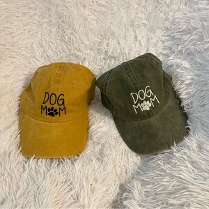 2 Dog Mom Embroidered Caps - Yellow and Green